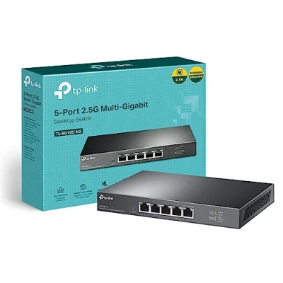Image de TP Link Unmanaged 5 Port 2.5G Multi Gigabit Desktop Switch, 802.3X Flow Control, 802.1p/DSCP QoS, Ideal for Small and Home Office with fanless Design, Metal Casing, Plug Play (TL SG105 M2)
