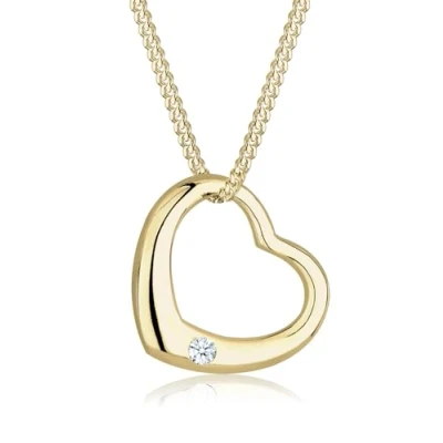 Image de Elli DIAMONDS Collier Femmes Coeur Love avec Diamant (0.03 ct.) en Or Jaune 375