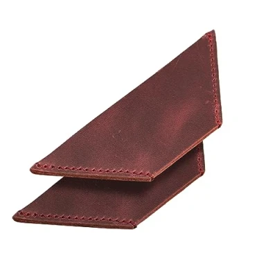 Image de Londo Marque page fait main en cuir véritable (Ensemble de 2) (Prune, Triangle)