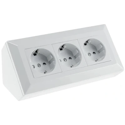 Image de Base de prise DELPHI 3 voies Blanc 250 V/16 A 3600 W Montage en surface