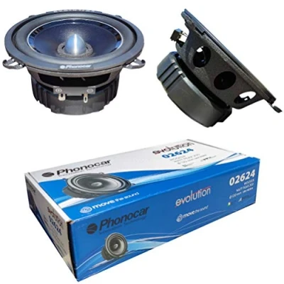Image de 2 PHONOCAR 02624 Haut parleurs Mid Bass woofer 13,00 cm 130 mm 5&quot; 100 Watt rms 200 Max impédance 4 ohm 90 DB spl Portes Voiture Noire, la Paire