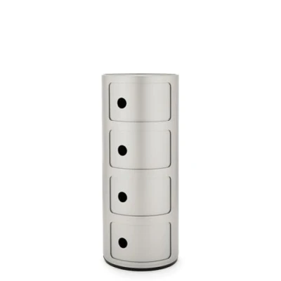 Image de Kartell Componibili, Conteneur 4 éléments, Argent Mat, Base ronde
