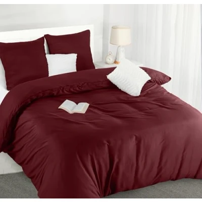 Image de Utopia Bedding Housse de Couette 220x240 cm avec 2 Taies d&#039;oreiller 65x65 (Bordeaux) Parure lit 220 x 240 Ensembles Housses en Microfibre brossée Douce