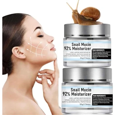 Image de 2 Pcs Snail Mucin 92% Moisturizer, Daily Face Gel Cream, Cream Repair Hydrating Repair, Reduce Fine Lines Wrinkles, for Dry and Sensitive Skin