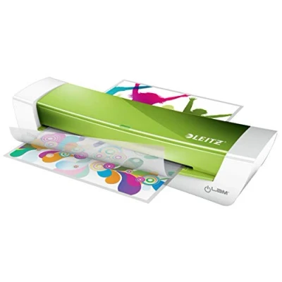 Image de Leitz iLAM Home Office Plastifieuse A4 pour la Maison, Préchauffage Rapide en 3Minutes, Pochettes de 75 125 Microns, Lot Inclus, Coloris vert, 73680054