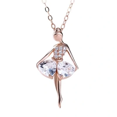 Image de KONFEN Collier Pendentif Argent 925, Colier Danseuse Ballerine avec Zircon Femme Fille, Dansant Elégant Bijoux Cadeau pour Fille Ado Maman, de Saint Valentin Noël (Or)