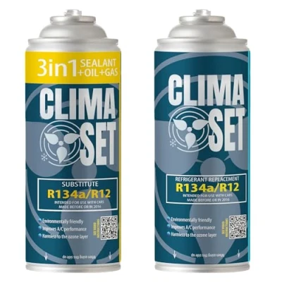 Image de Clima Set Kit de 2 x R134a Remplacement Gaz et 1 3 en Réfrigérant Climatisation/Joint/Huile pour Climatisation Auto x170 g
