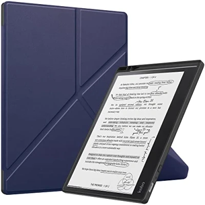 Image de Lemxiee Coque Magnetique pour Kobo Elipsa 2E(2023),Étui en Cuir PU magnétique Ultra Mince sans Lunette 2E Coque,Étui à Trois Volets Attachement Bleu