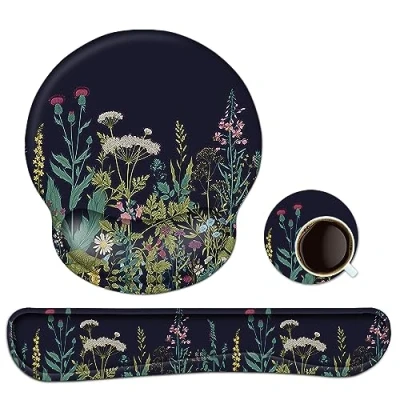 Image de Newplenty Tapis de Souris Ergonomique Repose Poignet Gel,Repose Clavier Mousse à Mémoire,sous verres,Ensemble protège poignets 3 en 1 (5049)