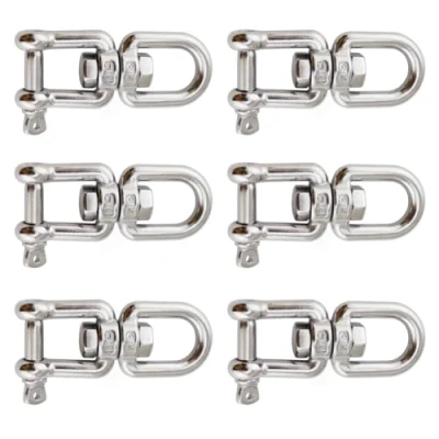 Image de SAIJIAN 6 Pièces M5 Manille Pivotante en Acier Inoxydable 304 Anneau Pivotant Suspendue Crochet pour Onnecter Un œillet Fixe et Amovible Charge 100 KG