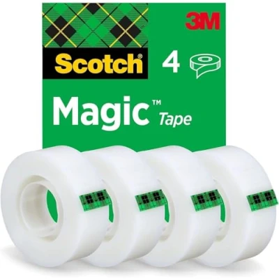 Image de Scotch Ruban Magic 4 Rouleaux, 19 mm x 33 m Adhésif à Usage Général pour la Réparation, l&#039;Etiquetage et Fermeture de Documents