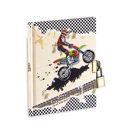 Image de journal secret avec cadenas en métal et 2 clés. Dimensions 14,5 x 18 cm, 64 feuilles blanches équivalent à 128 pages. un spécial pour les gars, ami qui écrire des amitiés pensées amours,