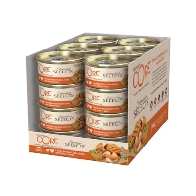 Image de Wellness Core Signature Selects, Pâtée pour Chat, Naturelle et Sans Céréales, Tendre Morceau de Poulet/Dinde en Sauce, 24 x 79 g