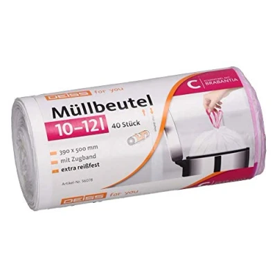 Image de DEISS Lot de 40 sacs poubelle pour Touch Bin Brabantia, taille C, 10 à 12 l