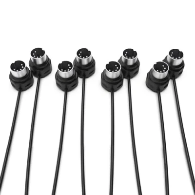 Image de CME Lot de 4 câbles MIDI 3FT / 90 cm DIN 5 broches Profil bas Connecteurs ultra fins coudés à 45 degrés en miroir pour les espaces compacts (4 PACK 90CM)