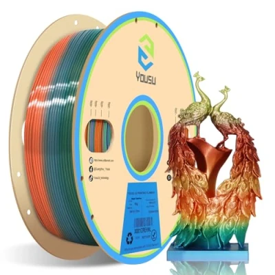 Image de YOUSU Filament PLA effet soie multicolore 3D 1,75 mm +/ 0,02 d&#039;impression à changement rapide 2,2 lbs, 1 kg, Magic Series