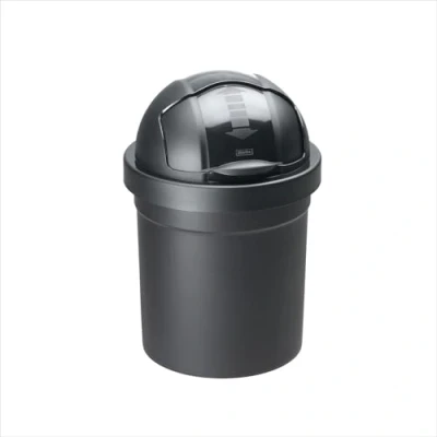 Image de Rotho Roll Bob poubelle ronde 10l avec couvercle, Plastique (PP) sans BPA, noir, (26.5 x 26.5 39.5 cm)