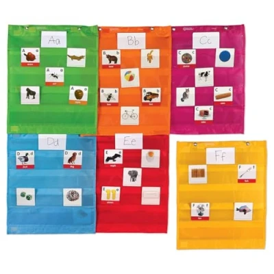 Image de Learning Resources Tableaux carrés à poches aimantées, vert,orange,rose,bleu,rouge,jaune