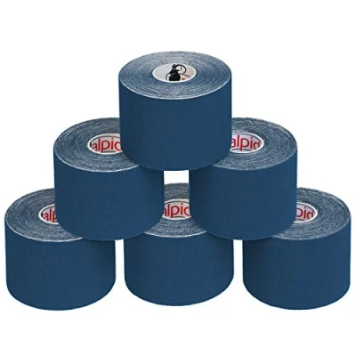 Image de ALPIDEX Ruban Adhésif de Kinésiologie 5 m x 5,0 cm Diverse Couleurs 1/3/ 6/12 rouleaux E Book Exemples D&#039;application Bandes Kinesiology Tape, Couleur:bleu foncé, Quantité:6