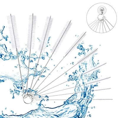 Image de Vicloon Tube Brosse de Nettoyage 10pcs Kit, pour Bouteille en Verre Bébé Biberon Bouilloire Clavier, Tuyau Brosses