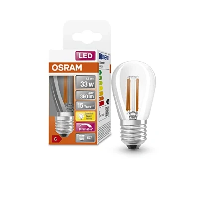 Image de OSRAM Lampe à LED Superstar, E27 base, verre clair ,Blanc chaud (2200K), 360 Lumen, Remplacement de la traditionnelle 35W Ampoules 1 Pack