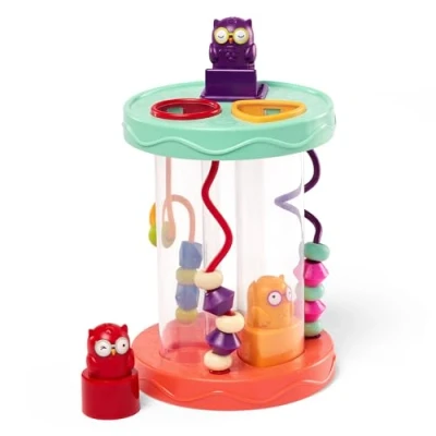 Image de Battat B. Baby Sorter Sorting Toy with 3 Owls Colorful Shapes, Bead Maze &amp; Fun Sounds Developmental Educational Game 10 Months + Hooty Hoo, BX1384Z, Multicolore, 1 Unité (Lot de 1)