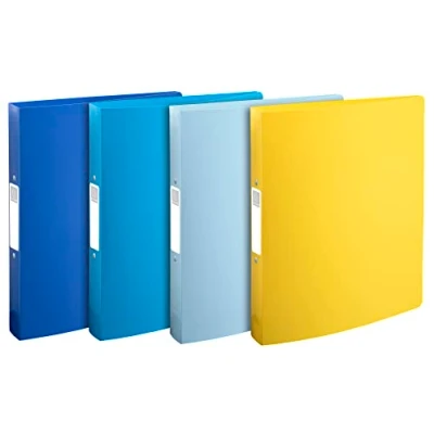 Image de Exacompta Réf. 54140E Lot de 4 classeurs semi rigides Bee Blue 2 anneaux ronds diamètre 30 mm dos 40 dimensions extérieures 32 x 26,8 cm format à classer A4 maxi couleurs assorties