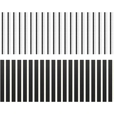 Image de 40 pièces 2.54mm Pin Headers Broches Breakaway PCB Board Seule rangée mâle et Femelle Header Connector Kit pour Arduino Prototype Shield (20pcs en tête, 20pcs tête)