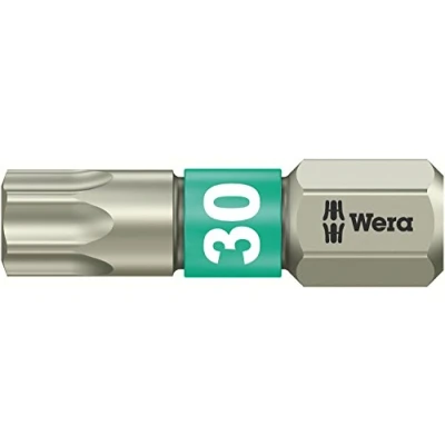 Image de Wera 05073625001 3867/1 Embouts TORX TS SB, acier inoxydable, TX 30 x 25 mm, Gris/vert