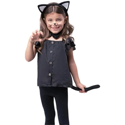 Image de Smiffys Panoplie chat pour enfant, noire, avec oreilles, queue et nœud papillon