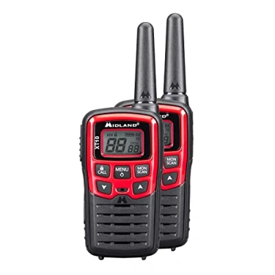 Image de Midland XT10 Walkie Talkie C1176, Radio PMR pour Débutants, avec Clip Ceinture, Fonction VOX, Portée 4 Km, Rouge