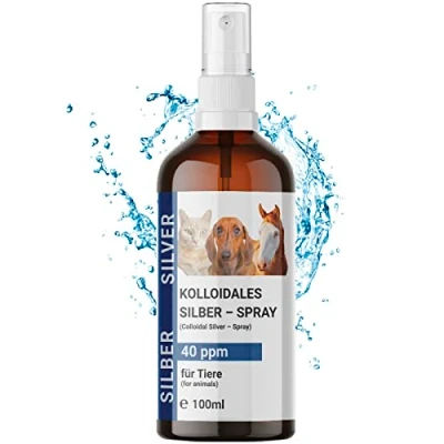 Image de BMUT 1x 100ml Spray Colloïdal Argent pour Animaux de Compagnie Chien, Chat, Cheval Anti Démangeaisons Acariens 40 ppm