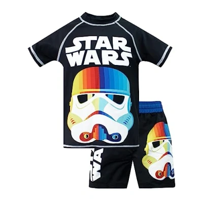 Image de Star Wars Set de Natacion pour Garçons Maillot Bain Stormtrooper en 2 Pièces Tee Shirt et Short Âges 3 à 13 Ans Multicolore 9 10
