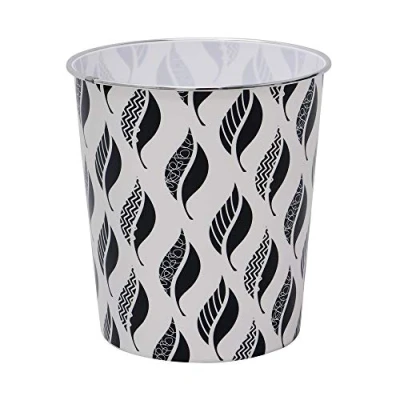 Image de JVL Petite corbeille à papier en forme de feuilles, environ 24,5 x 26,5 cm, noir et blanc, taille unique