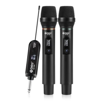 Image de D Debra Microphone sans Fil,Microphone karaoké,système de Micro Dynamique Fil Professionnel,Idéal pour Karaoké,Chants,Fêtes,Soirées,DJ,Églises,Mariages,50m Ext