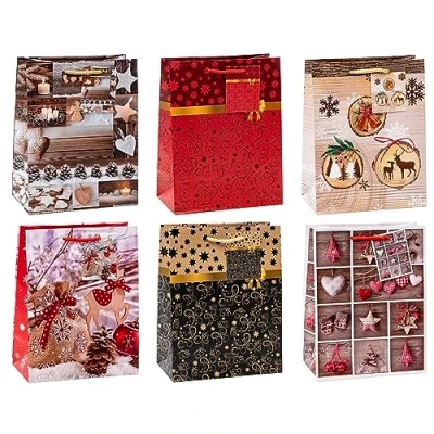 Image de TSI Sac cadeau pour Noël, lot de 12, taille : moyenne (23 x 18 10 cm), N d&#039;art. 83019