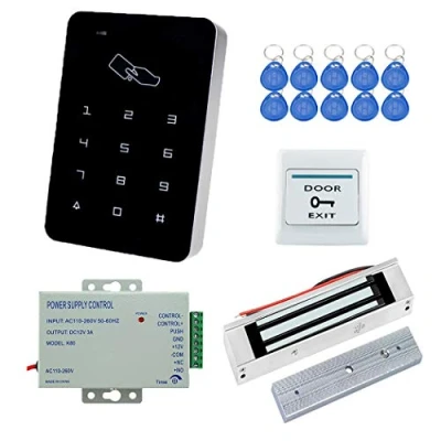 Image de YAVIS Full Set RFID Porte Accès Contrôle Système Kit + 180kg Serrure Magnétique Electrique DC 12V 3A Power Supply Proximité Entrée Pavé Numérique 10 Bouton EXIT Breloques Clé
