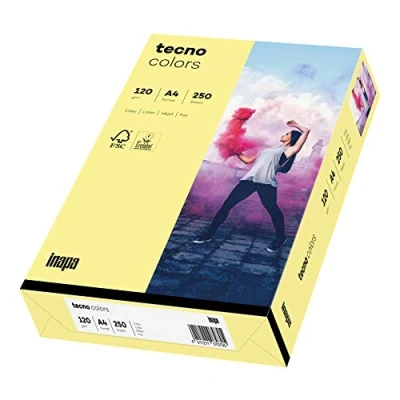 Image de inapa Tecno Colors Lot de 250 feuilles papier coloré Jaune clair Format A4 120 g/m²
