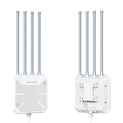 Image de WAVLINK Point d&#039;accès extérieur WiFi6 Longue portée WiFi Double bande 2,4 G + 5 AX3000 Extendeur en maille avec PoE/4 x 8 dBi Antenne High gain Boîtier de protection IP67