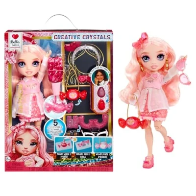 Image de RAINBOW HIGH Creative Crystals Bella Poupée Mannequin Rose de 28 cm avec Kit DIY Accessoire en Cristal, Bague pour Vous, Jeu Résine, Cadeau Enfants + 8 Ans, Non Comestible