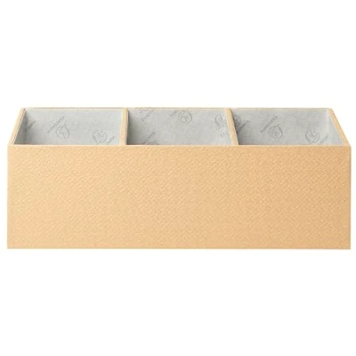Image de Exacompta Réf. 68602E Organiseur de bureau 4 compartiments tri Office By Me Rangement En carton recyclé Dimensions : Prof 11,5 x largeur 27,7 Hauteur 14,7 cm Coloris beige