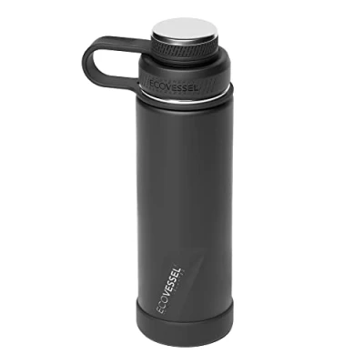 Image de Longridge Bouteille Chaude ou Froide Ecovessel Boulder 20Oz en Acier Inoxydable à Triple Isolation Black Shadow