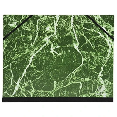 Image de Exacompta Réf. 628E 1 carton à dessin papier marbré verni avec élastiques dos toilé intérieur blanc dimensions 28 x 38 cm format classer B4 (250 353 mm) couleur vert