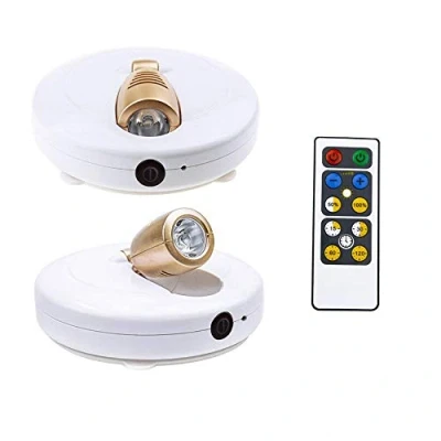 Image de HONWELL Projecteur à piles LED pour Plafonniers/Murs/éclairage de Placard/Couloir, éclairage Télécommandé, Applique Murale Rotative 180 ,Convient l&#039;intérieur Partout,2 Pièces