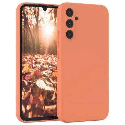 Image de EAZY CASE Coque de Protection en silicone pour Samsung Galaxy A34 Orange Souple Résistante aux chocs Avec l&#039;appareil photo Fine TPU Bumper