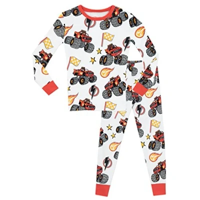 Image de Blaze and The Monster Machines Pyjama Enfant Garcon Ensembles de Pyjamas Enfants Truck Vêtements Nuit Coton Blanc 5 a 6 Ans