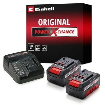 Image de Original Einhell Starter Kit 2 X 3,0 Ah Power Change (Li Ion, 18 V, batteries et chargeur, compatible avec tous les appareils Change)