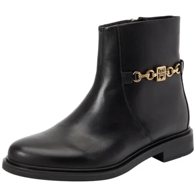 Image de Tommy Hilfiger Chain LOW Bootie Bottines, Femme, Taille: 40, Black Cuir