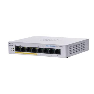Image de Cisco CBS110 8PP D Non géré L2 Gigabit Ethernet (10/100/1000) Connexion Ethernet, supportant l&#039;alimentation via ce port (PoE) Bureau Gris Neuf