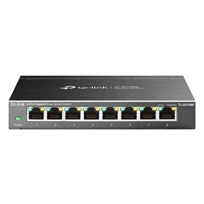 Image de TP Link TL SG108E Switch Ethernet 8 Ports Gigabit Hub RJ45, Manageable, Idéal partage de connexion et mise en réseau pour les petites entreprises bureaux domestiques